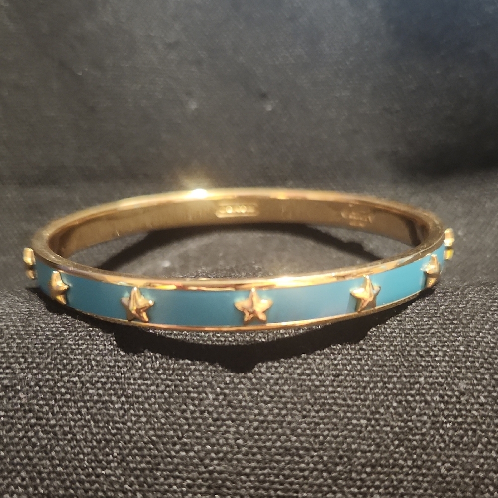 Coach Gold and Blue Star Bangle Bracelet